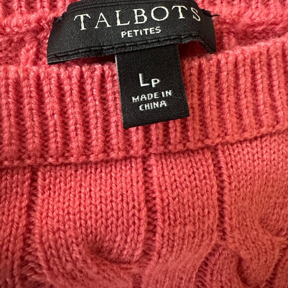 Talbots Pink Cable Knit Button Sleeve Pullover Sweater Women Large Petite - Picture 5 of 5
